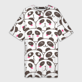 Платье-футболка 3D с принтом Панд много не бывает в Тюмени,  |  | panda | животное | медведи | медведь | панда | панды