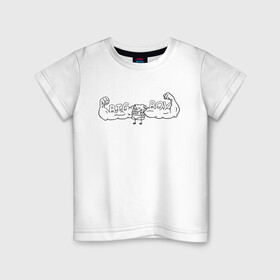 Детская футболка хлопок с принтом BIG BOY в Тюмени, 100% хлопок | круглый вырез горловины, полуприлегающий силуэт, длина до линии бедер | Тематика изображения на принте: большой мальчик | губка боб | качек | мышцы | спанч боб