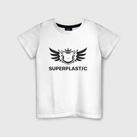 Детская футболка хлопок с принтом Super Plastic в Тюмени, 100% хлопок | круглый вырез горловины, полуприлегающий силуэт, длина до линии бедер | guggimon | superplastic | игрушки | иллюстрация | логотип
