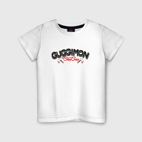 Детская футболка хлопок с принтом Guggimon Chop Chop в Тюмени, 100% хлопок | круглый вырез горловины, полуприлегающий силуэт, длина до линии бедер | guggimon | superplastic | игрушки | иллюстрация | логотип