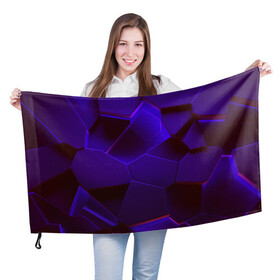 Флаг 3D с принтом СИНИЕ ПЛИТЫ 3D в Тюмени, 100% полиэстер | плотность ткани — 95 г/м2, размер — 67 х 109 см. Принт наносится с одной стороны | абстракция | иллюстрация | искусство | культура | свечение | текстура | тени | ультрофиолет