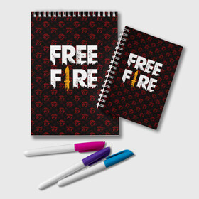 Блокнот с принтом FREEFIRE | PATTERN GARENA (Z) в Тюмени, 100% бумага | 48 листов, плотность листов — 60 г/м2, плотность картонной обложки — 250 г/м2. Листы скреплены удобной пружинной спиралью. Цвет линий — светло-серый
 | 111dots studio | battlegrounds | free fire | freefire | game | garena | garena free fire | гарена | игра | игры | киберспорт | королевская битва | мобильная игра | онлайн игра | пабг | фри фаер | фрифаер | экшн