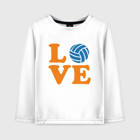 Детский лонгслив хлопок с принтом Volleyball Love в Тюмени, 100% хлопок | круглый вырез горловины, полуприлегающий силуэт, длина до линии бедер | Тематика изображения на принте: ball | beach | game | mother | sport | volley | volleyball | волейбол | волейболист | волейболистка | гол | игра | игрок | мама | мяч | площадка | пляж | пляжный | победа | сетка | спорт | тренер | чемпион