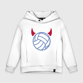 Детское худи Oversize хлопок с принтом Volleyball Devil в Тюмени, френч-терри — 70% хлопок, 30% полиэстер. Мягкий теплый начес внутри —100% хлопок | боковые карманы, эластичные манжеты и нижняя кромка, капюшон на магнитной кнопке | Тематика изображения на принте: ball | beach | game | sport | volley | volleyball | волейбол | волейболист | волейболистка | гол | игра | игрок | мяч | площадка | пляж | пляжный | победа | сетка | спорт | тренер | чемпион