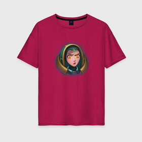 Женская футболка хлопок Oversize с принтом Sona League of Legends в Тюмени, 100% хлопок | свободный крой, круглый ворот, спущенный рукав, длина до линии бедер
 | league of legends | lol | sona | для детей | игры | лига легенд | смайлик | сона