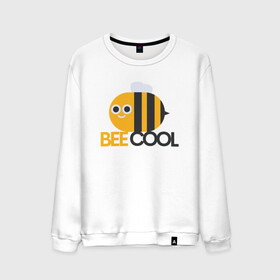 Мужской свитшот хлопок с принтом Bee Cool в Тюмени, 100% хлопок |  | Тематика изображения на принте: cool | арт | иллюстрация | насекомое | пчела