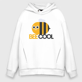 Мужское худи Oversize хлопок с принтом Bee Cool в Тюмени, френч-терри — 70% хлопок, 30% полиэстер. Мягкий теплый начес внутри —100% хлопок | боковые карманы, эластичные манжеты и нижняя кромка, капюшон на магнитной кнопке | Тематика изображения на принте: cool | арт | иллюстрация | насекомое | пчела