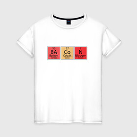 Женская футболка хлопок с принтом Ba, Co и N в Тюмени, 100% хлопок | прямой крой, круглый вырез горловины, длина до линии бедер, слегка спущенное плечо | иллюстрация | кобальт | нитроген | таблица | таблица менделеева