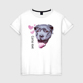 Женская футболка хлопок с принтом Кане-корсо в Тюмени, 100% хлопок | прямой крой, круглый вырез горловины, длина до линии бедер, слегка спущенное плечо | corso | love | кане корсо | корсо | собака
