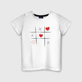 Детская футболка хлопок с принтом Крестики сердечки в Тюмени, 100% хлопок | круглый вырез горловины, полуприлегающий силуэт, длина до линии бедер | Тематика изображения на принте: art | игра | иллюстрация | крестики | сердечки
