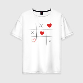 Женская футболка хлопок Oversize с принтом Крестики сердечки в Тюмени, 100% хлопок | свободный крой, круглый ворот, спущенный рукав, длина до линии бедер
 | art | игра | иллюстрация | крестики | сердечки