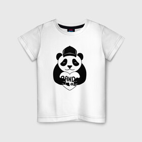 Детская футболка хлопок с принтом Panda me. Панда в кепке в Тюмени, 100% хлопок | круглый вырез горловины, полуприлегающий силуэт, длина до линии бедер | Тематика изображения на принте: panda | животное | медведи | медведь | мишки | панда | панды