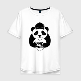 Мужская футболка хлопок Oversize с принтом Panda me. Панда в кепке в Тюмени, 100% хлопок | свободный крой, круглый ворот, “спинка” длиннее передней части | panda | животное | медведи | медведь | мишки | панда | панды