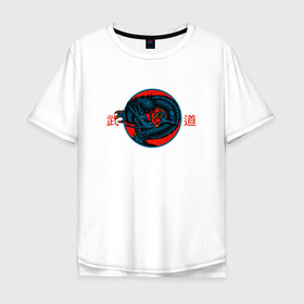 Мужская футболка хлопок Oversize с принтом Дракон иероглифы в Тюмени, 100% хлопок | свободный крой, круглый ворот, “спинка” длиннее передней части | cloud | dragon | дракон | иероглиф | мифология | облако