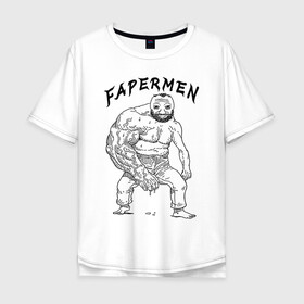 Мужская футболка хлопок Oversize с принтом FAPERMEN в Тюмени, 100% хлопок | свободный крой, круглый ворот, “спинка” длиннее передней части | cum | рука | фапермен | человек