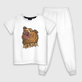 Детская пижама хлопок с принтом Дикий медведь в Тюмени, 100% хлопок |  брюки и футболка прямого кроя, без карманов, на брюках мягкая резинка на поясе и по низу штанин
 | bear | grizzly | kuma | гриззли | гризли | грозный | крутой | медведь | медвежонок | мишка