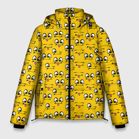 Мужская зимняя куртка 3D с принтом Рожицы в Тюмени, верх — 100% полиэстер; подкладка — 100% полиэстер; утеплитель — 100% полиэстер | длина ниже бедра, свободный силуэт Оверсайз. Есть воротник-стойка, отстегивающийся капюшон и ветрозащитная планка. 

Боковые карманы с листочкой на кнопках и внутренний карман на молнии. | emoji | emoticons | smile | знак | колобок | позитив | рожица | символ | смайл | смайлики | улыбка | эмодзи