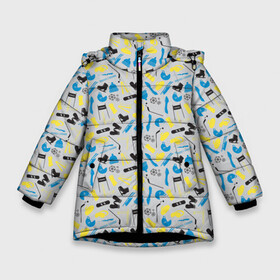 Зимняя куртка для девочек 3D с принтом WINTER SPORTS в Тюмени, ткань верха — 100% полиэстер; подклад — 100% полиэстер, утеплитель — 100% полиэстер. | длина ниже бедра, удлиненная спинка, воротник стойка и отстегивающийся капюшон. Есть боковые карманы с листочкой на кнопках, утяжки по низу изделия и внутренний карман на молнии. 

Предусмотрены светоотражающий принт на спинке, радужный светоотражающий элемент на пуллере молнии и на резинке для утяжки. | biathlon | curling | figure skating | hockey | short track | skating | ski race | snowboard | sports | winter sports | биатлон | горные лыжи | зимние виды спорта | кёрлинг | конькобежный спорт | лыжные гонки | сноуборд | спорт | фигурное катание
