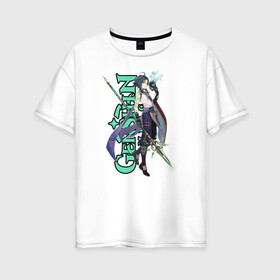 Женская футболка хлопок Oversize с принтом GENSHIN IMPACT (Xiao) в Тюмени, 100% хлопок | свободный крой, круглый ворот, спущенный рукав, длина до линии бедер
 | anime | game | genshin | genshin impact | impact | xiao | аниме | игра | сяо