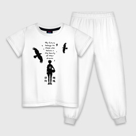 Детская пижама хлопок с принтом Будущее принадлежит тем кто верит в свои мечты Шоё Хината в Тюмени, 100% хлопок |  брюки и футболка прямого кроя, без карманов, на брюках мягкая резинка на поясе и по низу штанин
 | 10 номер | haikyu | haikyuu | hinata shoyo | karasuno | аниме | волейбол | волейбольный клуб | карасуно | коротышка | красный | мальчик мяч | манга | рыжик | старшая школа | хаикую | чиби чан | шоё хината