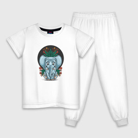 Детская пижама хлопок с принтом Слон и цветы в Тюмени, 100% хлопок |  брюки и футболка прямого кроя, без карманов, на брюках мягкая резинка на поясе и по низу штанин
 | Тематика изображения на принте: cute | elephant | животное | милый | слон | слоненок | слоник | цветы