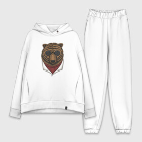 Женский костюм хлопок Oversize с принтом Крутой Медведь в очках в Тюмени,  |  | bear | grizzly | kuma | гриззли | гризли | грозный | крутой | медведь | медвежонок | мишка