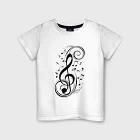 Детская футболка хлопок с принтом Ноты в Тюмени, 100% хлопок | круглый вырез горловины, полуприлегающий силуэт, длина до линии бедер | Тематика изображения на принте: звук | музыка | ноты | тату | татуировка | черное