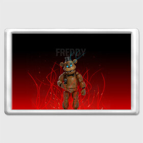 Магнит 45*70 с принтом FNAF FREDDY в Тюмени, Пластик | Размер: 78*52 мм; Размер печати: 70*45 | игры | искры | красный | стиль | фнаф | фредди