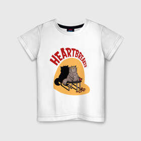 Детская футболка хлопок с принтом Хартбрейкер в Тюмени, 100% хлопок | круглый вырез горловины, полуприлегающий силуэт, длина до линии бедер | bird born | birdborn | heart | ирония | кот | котики | коты | любовь | сердечки | сердце | юмор