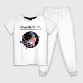 Детская пижама хлопок с принтом VOYAGER в Тюмени, 100% хлопок |  брюки и футболка прямого кроя, без карманов, на брюках мягкая резинка на поясе и по низу штанин
 | Тематика изображения на принте: space | voyager | амс | вояджер | зонд | космос | планеты | сатурн | уран | юпитер