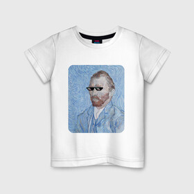 Детская футболка хлопок с принтом Ван Гог в очках в Тюмени, 100% хлопок | круглый вырез горловины, полуприлегающий силуэт, длина до линии бедер | автопортрет | арт | ван гог | ван гог мем | звезда | звёздная ночь | крутой | мемасик | мемасные очки | очки | очки из мема | пиджак | художник