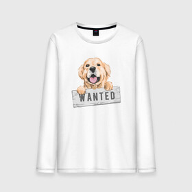 Мужской лонгслив хлопок с принтом Dog Wanted в Тюмени, 100% хлопок |  | cute | dog | wanted | woof | гав | забавный | пес | песель | песик | смешной | собака | собачка | щенок