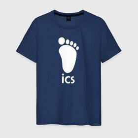 Мужская футболка хлопок с принтом iCS Foot Logo Haikyu!! в Тюмени, 100% хлопок | прямой крой, круглый вырез горловины, длина до линии бедер, слегка спущенное плечо. | anime | haikyu | haikyuu | karasuno | manga | аниме | белый | волейбол | волейбольный клуб | икс | ицс | карасуно | корпорация | лого | логотип | манга | нога | организатор игр | след | старшая школа | ступня | хаику | хаикую