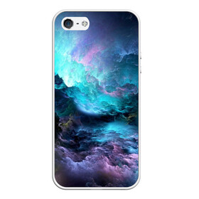 Чехол для iPhone 5/5S матовый с принтом Космическое море в Тюмени, Силикон | Область печати: задняя сторона чехла, без боковых панелей | вода | волны | космическое море | космос | море | облака | свет | шторм