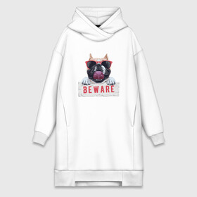 Платье-худи хлопок с принтом Бульдог в очках beware в Тюмени,  |  | cute | dog | woof | бульдог | гав | забавный | пес | песель | песик | смешной | собака | собачка | щенок