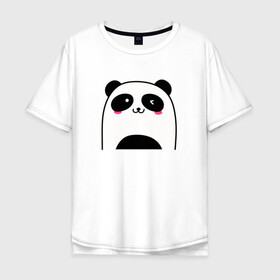 Мужская футболка хлопок Oversize с принтом Милая панда в Тюмени, 100% хлопок | свободный крой, круглый ворот, “спинка” длиннее передней части | panda | животное | медведи | медведь | мишки | панда | панды