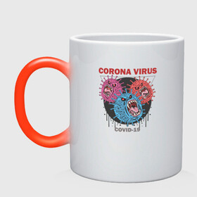 Кружка хамелеон с принтом Коронавирус Coronavirus в Тюмени, керамика | меняет цвет при нагревании, емкость 330 мл | coronavirus | covid | вирус | ковид | корона | коронавирус | пандемия | самоизоляция