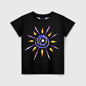 Детская футболка 3D с принтом спираль с лучами в Тюмени, 100% гипоаллергенный полиэфир | прямой крой, круглый вырез горловины, длина до линии бедер, чуть спущенное плечо, ткань немного тянется | звезда | космос | лучи | необычное | неон | нло | прикольное | спираль | странное | фрик