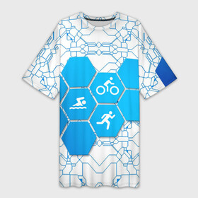 Платье-футболка 3D с принтом Плыви, Крути, Беги в Тюмени,  |  | bike | ironman | run | running | swim | swimming | triathlon | бег | бегун | велосипед | велоспорт | выносливость | железный человек | плавание | спорт на выносливость | триатлон | цикличный вид спорта