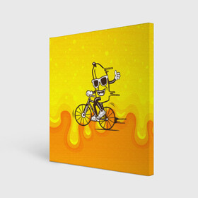 Холст квадратный с принтом Банан на велосипеде в Тюмени, 100% ПВХ |  | Тематика изображения на принте: байк | банан | бананчик | велик | велосипед | живой банан | спорт