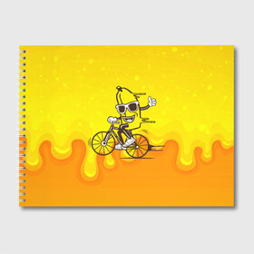 Альбом для рисования с принтом Банан на велосипеде в Тюмени, 100% бумага
 | матовая бумага, плотность 200 мг. | Тематика изображения на принте: байк | банан | бананчик | велик | велосипед | живой банан | спорт