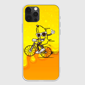 Чехол для iPhone 12 Pro с принтом Банан на велосипеде в Тюмени, силикон | область печати: задняя сторона чехла, без боковых панелей | Тематика изображения на принте: байк | банан | бананчик | велик | велосипед | живой банан | спорт