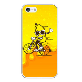 Чехол для iPhone 5/5S матовый с принтом Банан на велосипеде в Тюмени, Силикон | Область печати: задняя сторона чехла, без боковых панелей | байк | банан | бананчик | велик | велосипед | живой банан | спорт