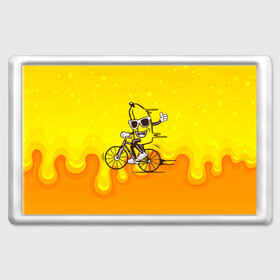 Магнит 45*70 с принтом Банан на велосипеде в Тюмени, Пластик | Размер: 78*52 мм; Размер печати: 70*45 | Тематика изображения на принте: байк | банан | бананчик | велик | велосипед | живой банан | спорт