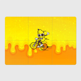Магнитный плакат 3Х2 с принтом Банан на велосипеде в Тюмени, Полимерный материал с магнитным слоем | 6 деталей размером 9*9 см | Тематика изображения на принте: байк | банан | бананчик | велик | велосипед | живой банан | спорт