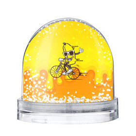 Игрушка Снежный шар с принтом Банан на велосипеде в Тюмени, Пластик | Изображение внутри шара печатается на глянцевой фотобумаге с двух сторон | байк | банан | бананчик | велик | велосипед | живой банан | спорт