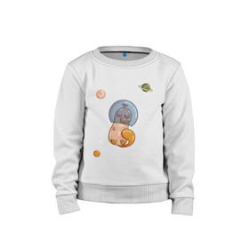 Детский свитшот хлопок с принтом Утконос и космос в Тюмени, 100% хлопок | круглый вырез горловины, эластичные манжеты, пояс и воротник | звёзды | космос | любовь | планеты | утконос