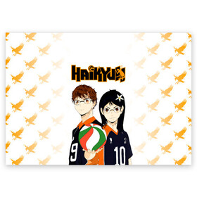 Поздравительная открытка с принтом Майкл и Лили в роли персонажей Haikyuu!! в Тюмени, 100% бумага | плотность бумаги 280 г/м2, матовая, на обратной стороне линовка и место для марки
 | anime | haikyu | haikyuu | lily honda | manga | michael and lily | академия шираторизава | аниме | волейбол | волейбольный клуб | лили акааши | лили хонда | лилу | майкл | манга | михаель | хаику | хаикую