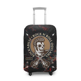 Чехол для чемодана 3D с принтом Элвис Пресли Rock n roll в Тюмени, 86% полиэфир, 14% спандекс | двустороннее нанесение принта, прорези для ручек и колес | rock n roll | гитары | рок | рокер | рокнрол | рокнролл | череп | элвис пресли