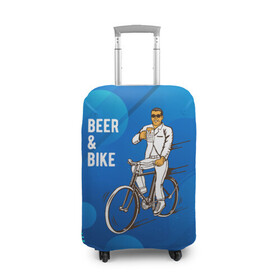 Чехол для чемодана 3D с принтом Велосипед и пиво в Тюмени, 86% полиэфир, 14% спандекс | двустороннее нанесение принта, прорези для ручек и колес | без рук | вело | велосипед | велосипедист | колеса | руль | спорт